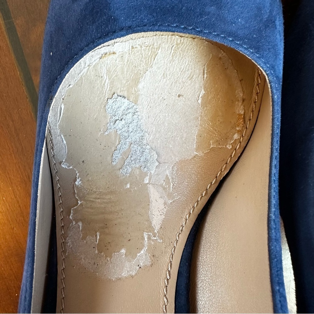 Tory Burch Elizabeth 85mm Round Toe Block Heel Pumps Blue Suede Size 10.5​ - Picture 11 of 13